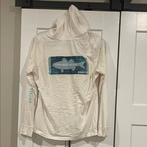 Vineyard Vines Cream Hoodie with Teal Accents